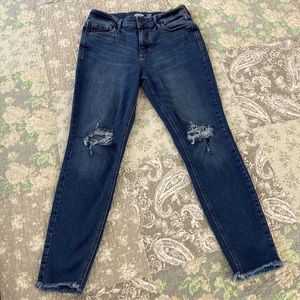 OLD NAVY JEANS-Rockstar Super Skinny Hi Rise Distressed Cropped Size 6
